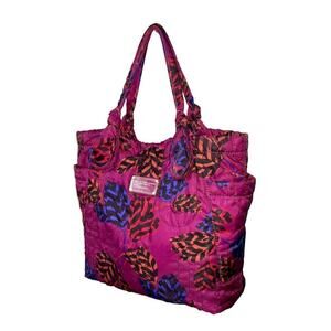 Marc by Marc Jacobs Tate Large Leaves-Print Nylon Shopping Beach Tote Purple